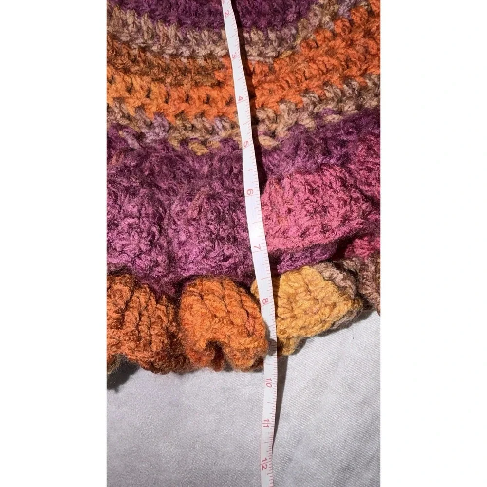 Handmade Crochet Ruffle Cloche Hat Boho Autumn Fairy Festival Beanie
